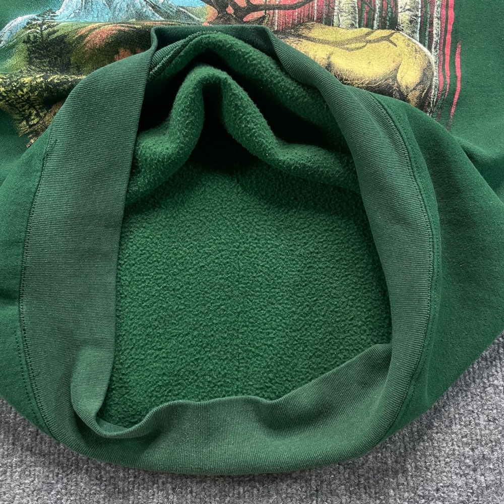 Oneita Sweatshirt Mens Large Green Pagosa Springs Colorado Elk Vintage USA Made - Picture 6 of 8
